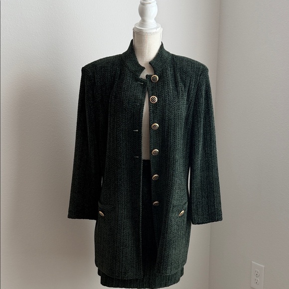 St. John Collection Jackets & Blazers - St. John Collection Dark Green Sparkle  Suit